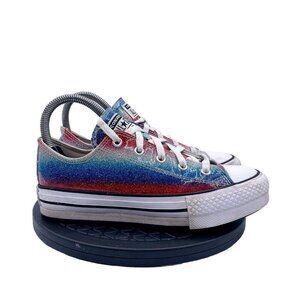 Converse CTAS Eva Lift OX Girls Size 3  Glitter Lace Up Low Sneaker Shoes